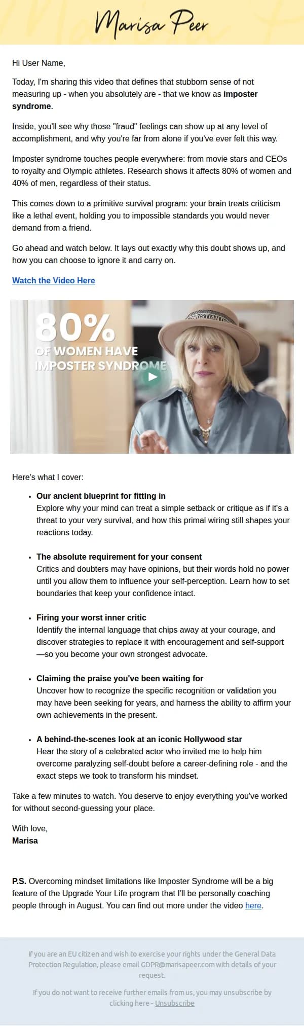 Marisa Peer email: Unmasking imposter syndrome