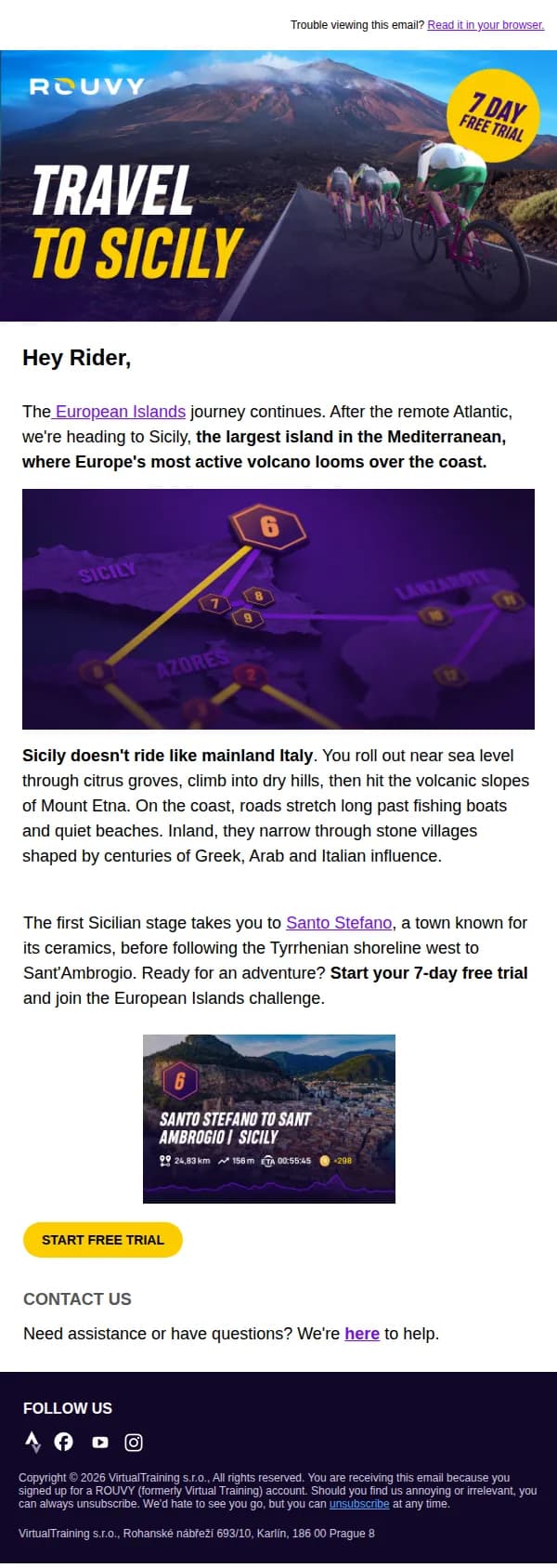 ROUVY email: 7 free days to discover Sicily