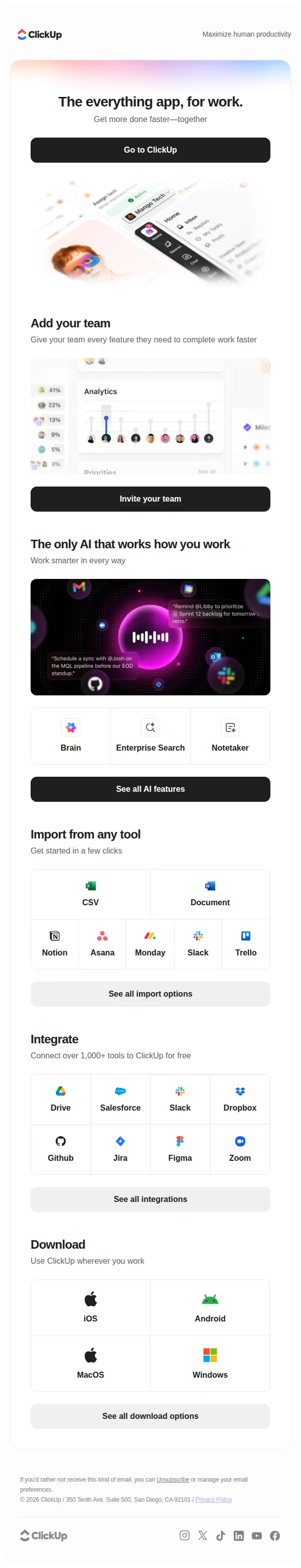 ClickUp email: Welcome to ClickUp!