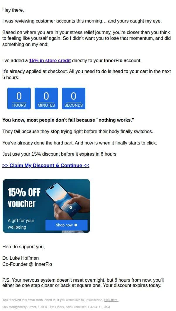 InnerFlo email: We weren't planning to do this
