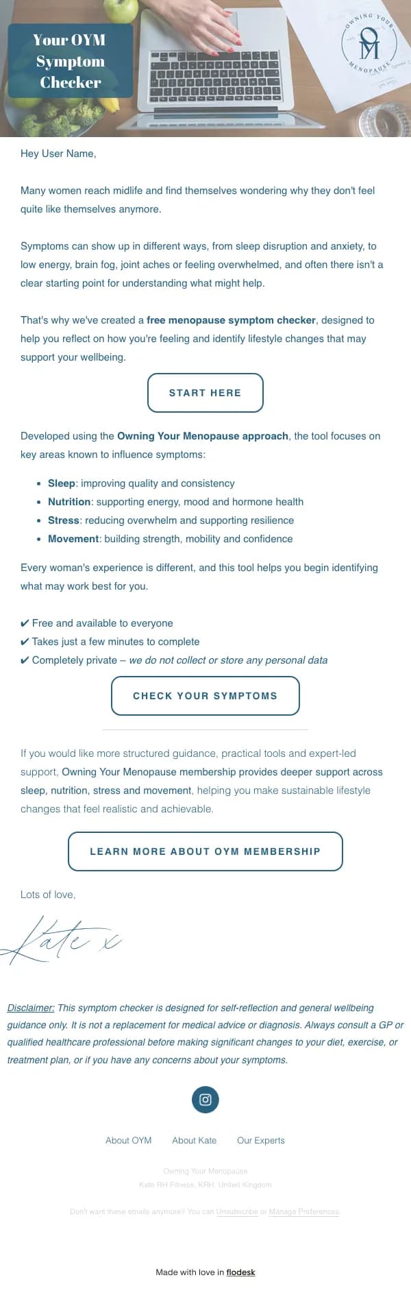 Owning Your Menopause email: Now live: free menopause symptom checker