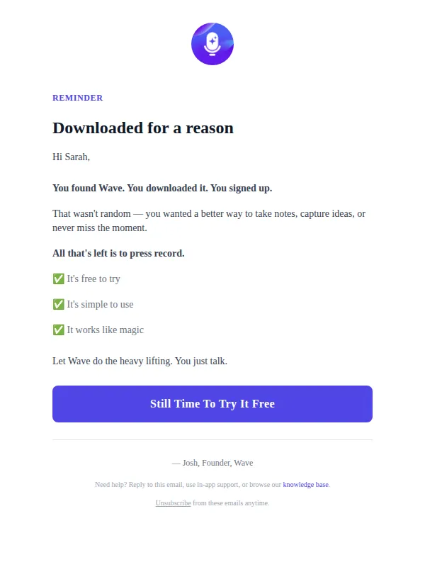 Wave email: You downloaded Wave for a reason