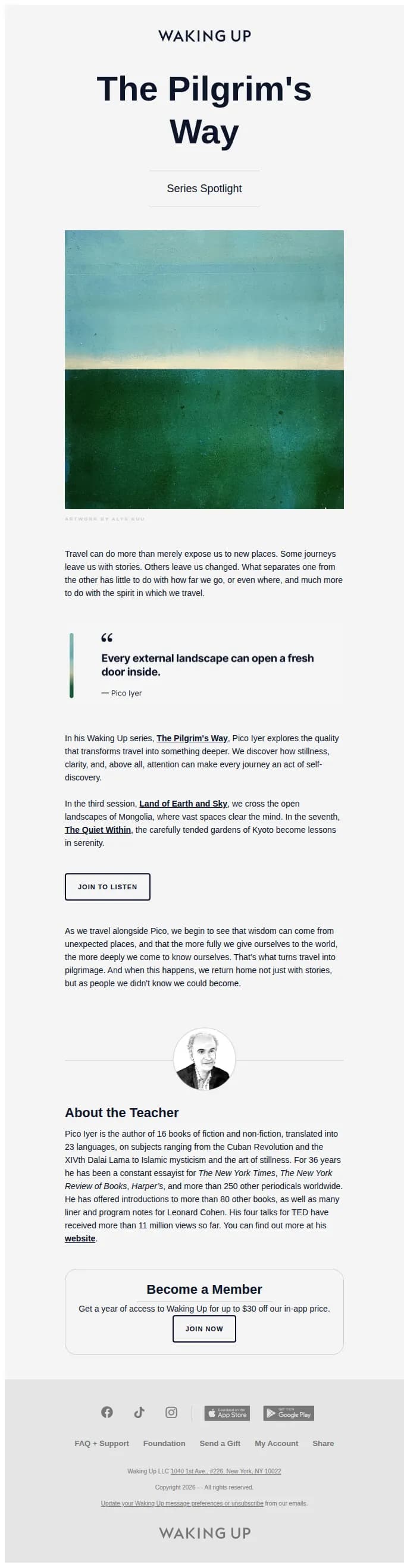 Waking Up email: From Travel to Pilgrimage