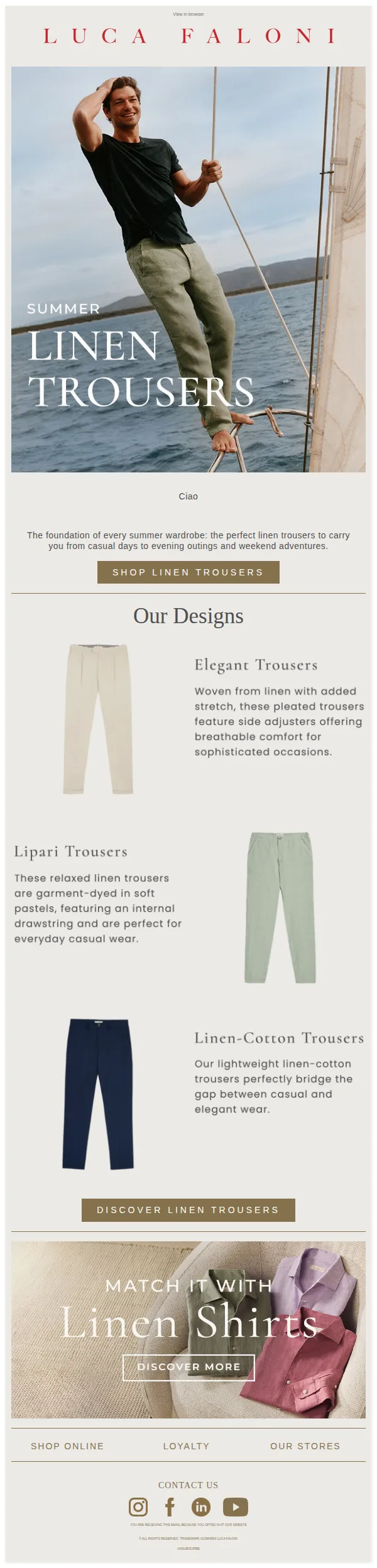 Luca Faloni email: Linen Trousers: Elevate Your Summer Style
