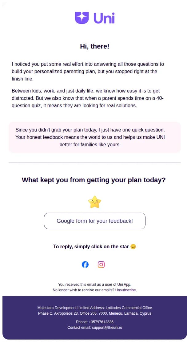 Valeri from UNI email: Did life get in the way, there? 💛