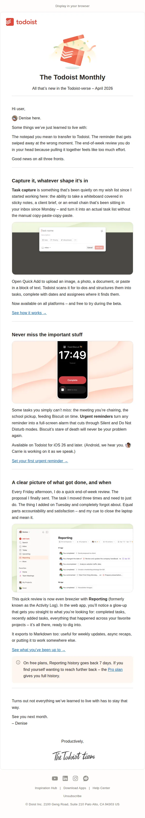 Todoist email: user, what if you never had to type a task again?