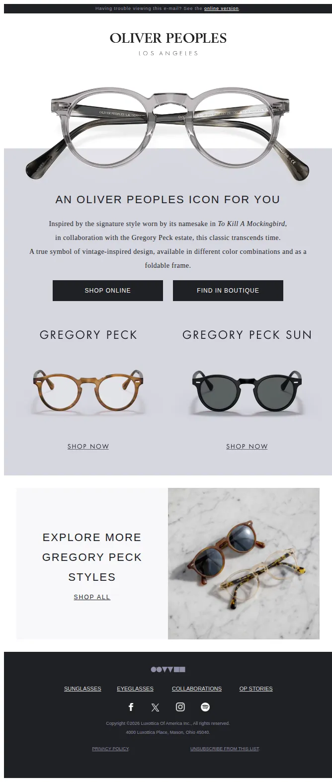 Oliver Peoples email: Oliver Peoples Icons Pt 1: Gregory Peck
