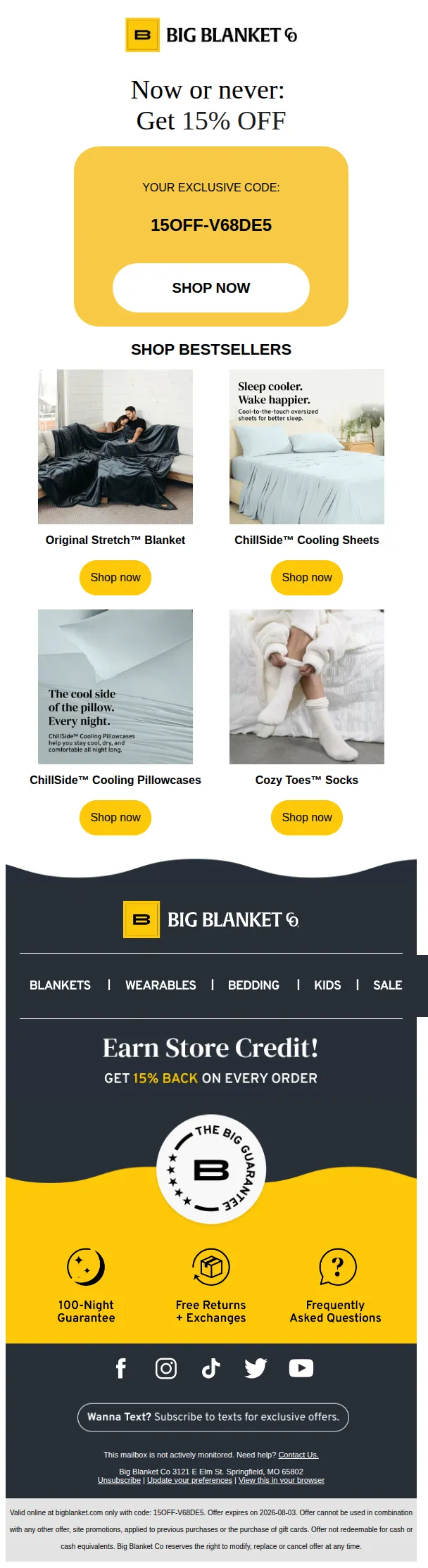 BIG BLANKET CO email: ⌛ Now or Never