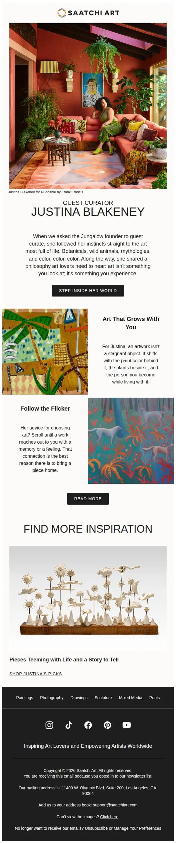 Saatchi Art email: Jungalow’s Justina Blakeney for Saatchi Art
