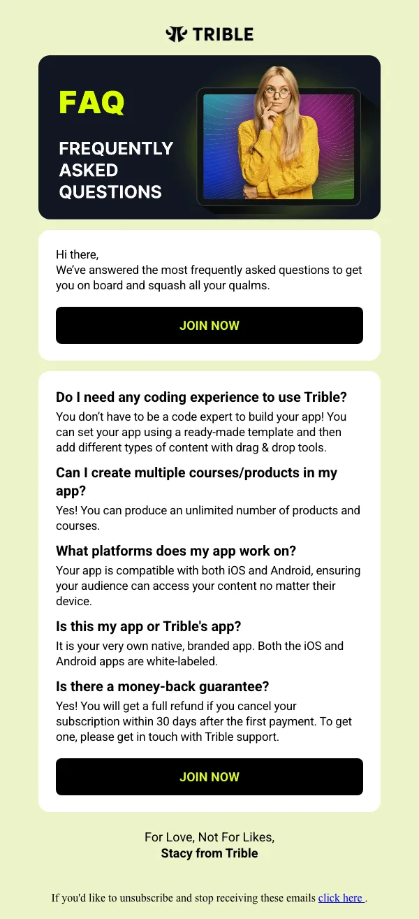 Trible email: We answered all your q’s about Trible