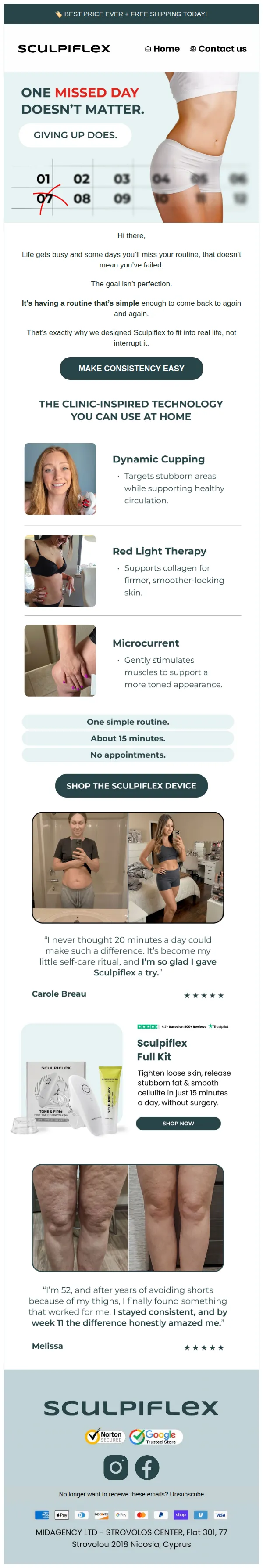 Sculpiflex email: Missed Yesterday?