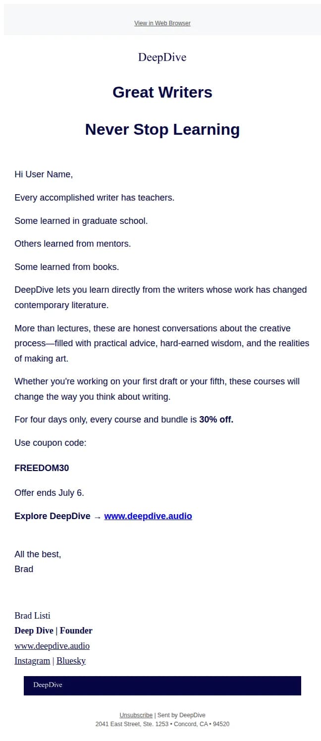 DeepDive email: The Best Investment You Can Make Is in Your Craft