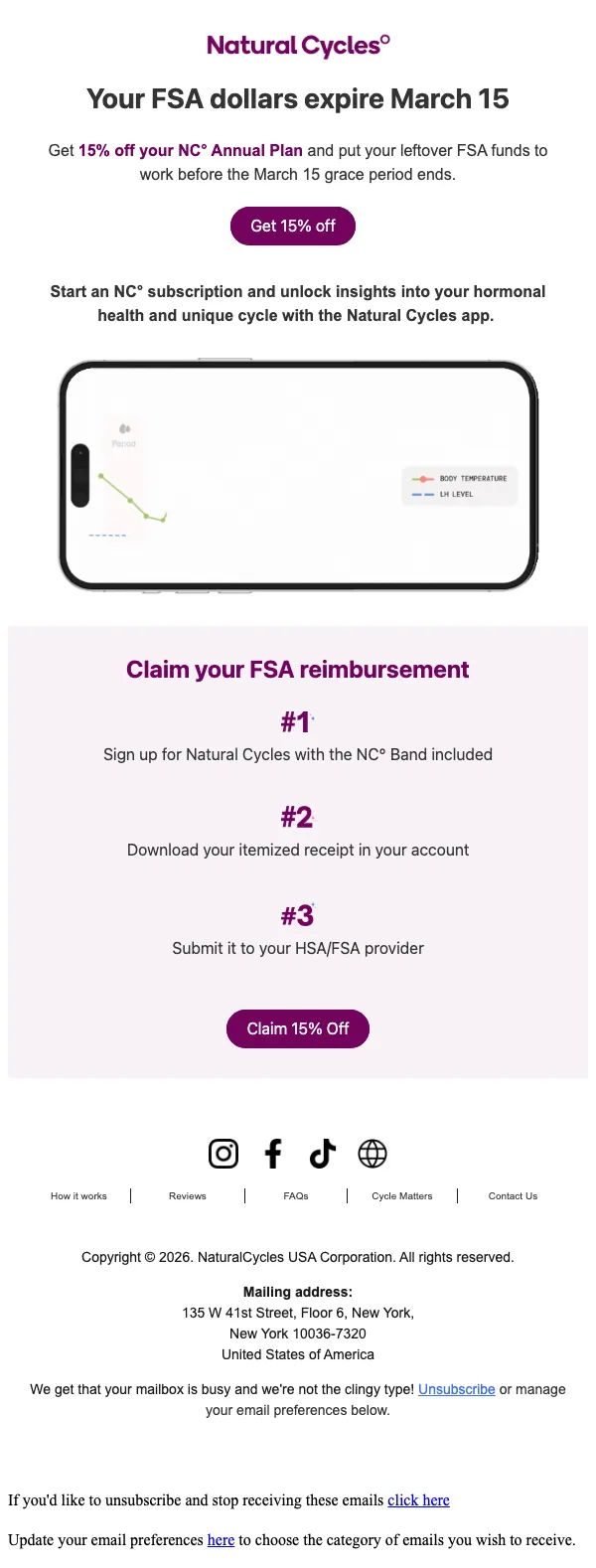 Natural Cycles email: Offer inside 📩 Do you have FSA money left?