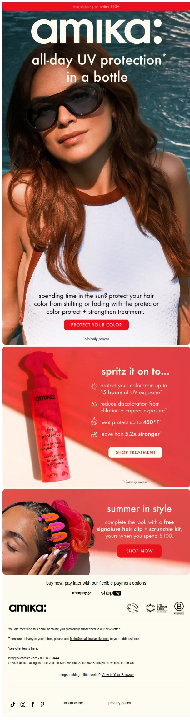 amika email: color protection for sunny days ☀️