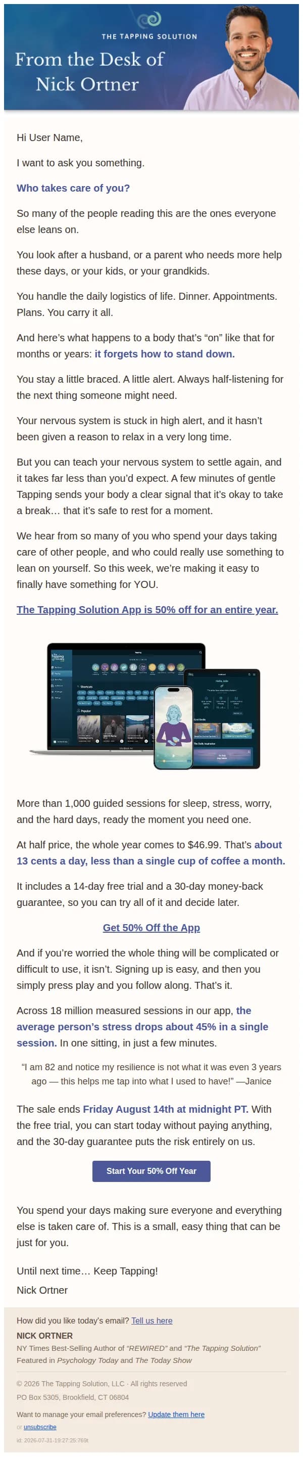 Nick Ortner email: You take care of everyone else. Who takes care of you?