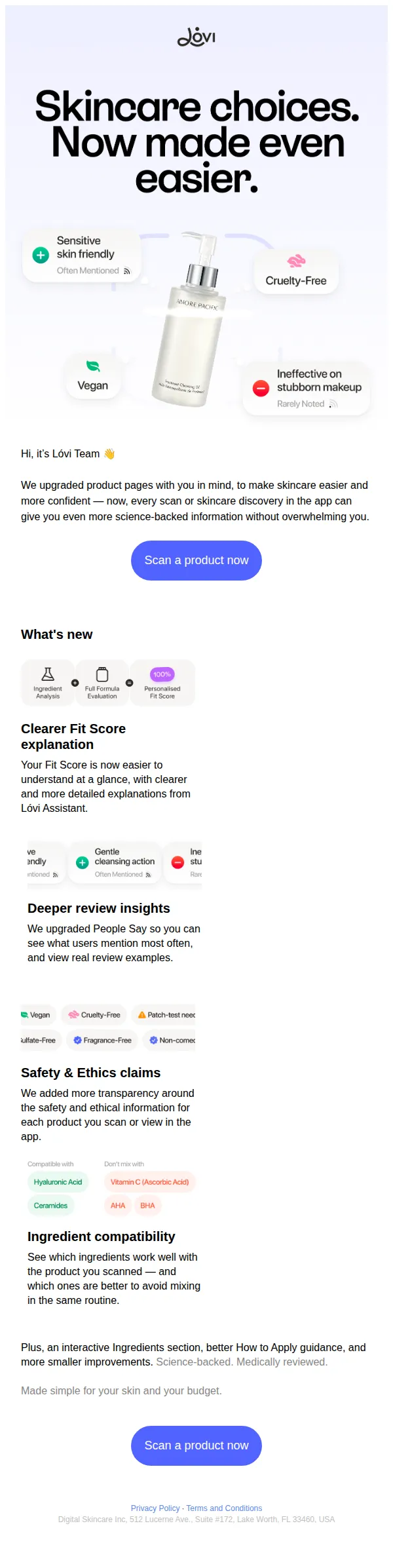 Lóvi Skincare email: Check out upgraded product pages