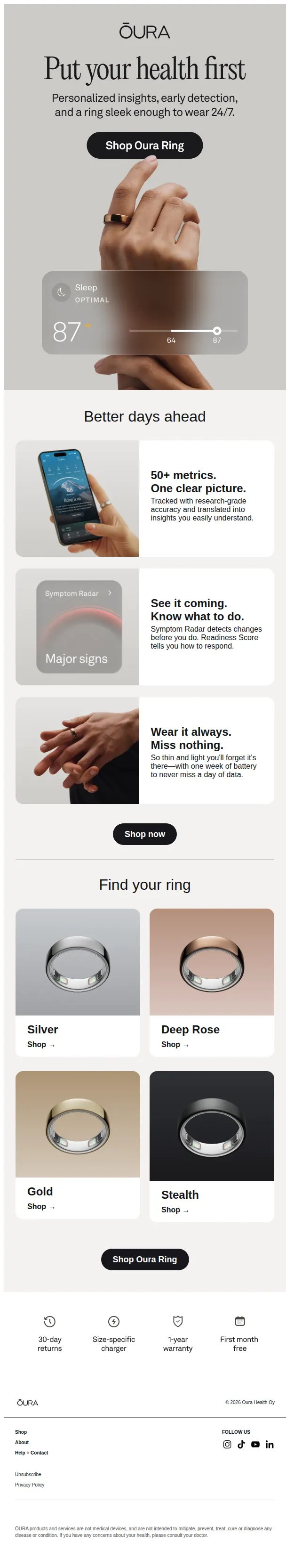 Oura email: Your health is the best investment