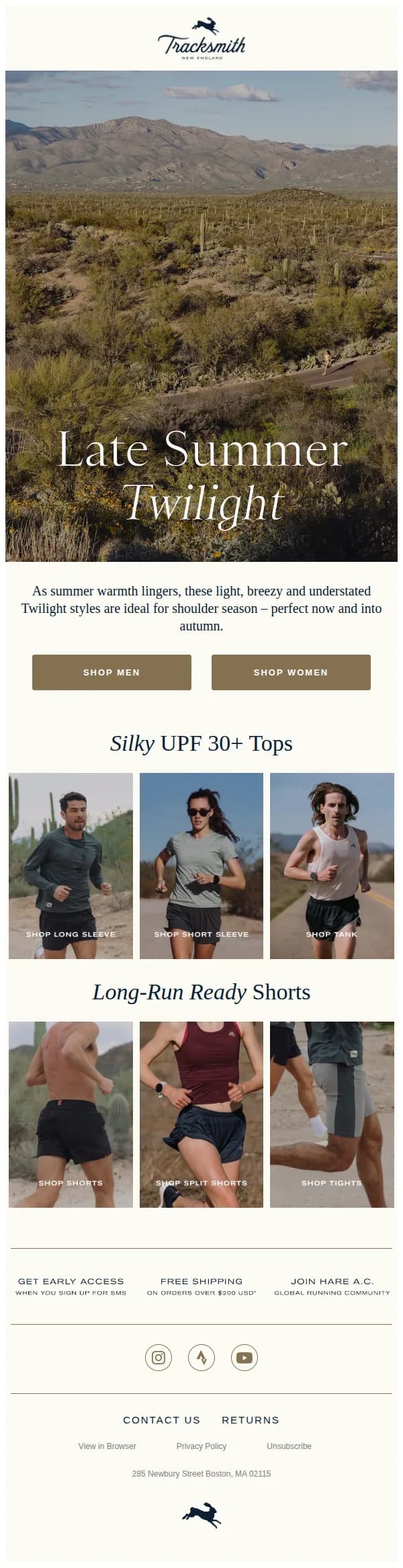 Matt Taylor at Tracksmith email: Late Summer Twilight