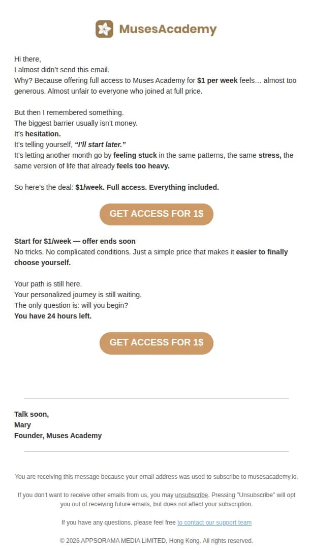 Muses Academy email: This felt wrong to send