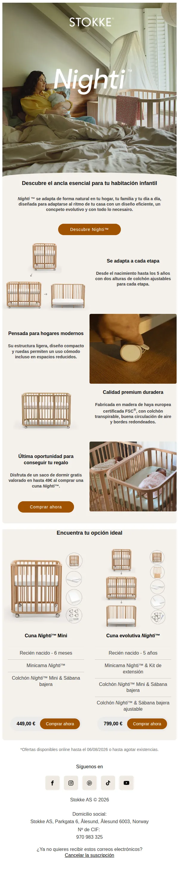 Stokke AS email: Descubre nuestra nueva cuna