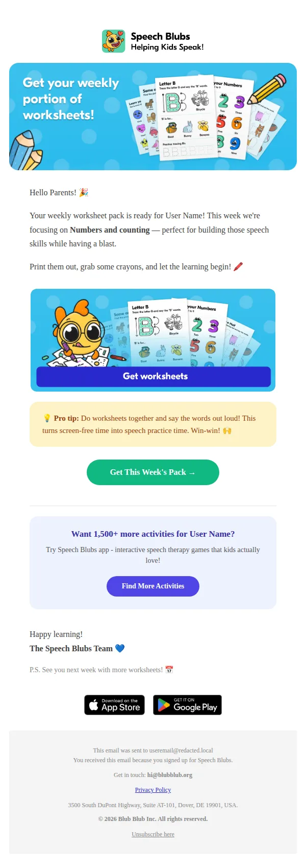 Speech Blubs email: 🧠 New Worksheets Straight From The Oven