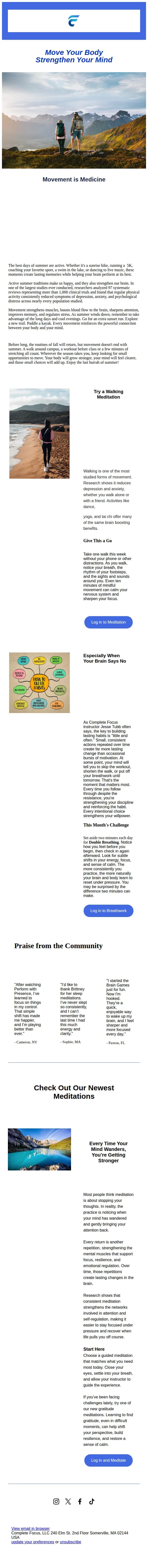 Complete Focus email: Move More, Think Clearer