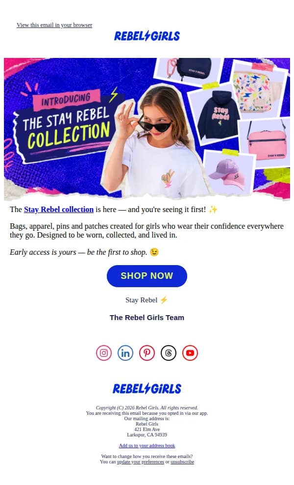 Rebel Girls email: The Stay Rebel Collection Is Here ✨
