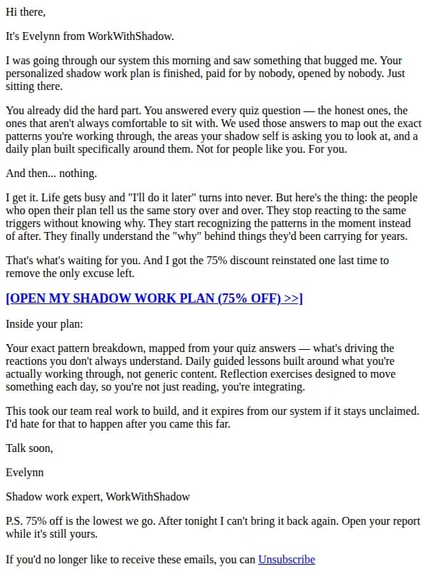 WorkWithShadow email: I checked, and your report is still unopened
