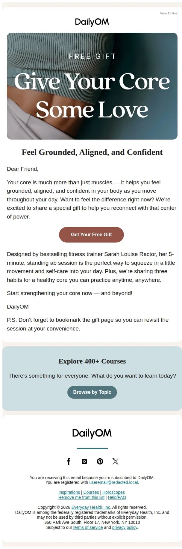 DailyOM email: FREE GIFT: A 5-Minute Reset for Your Core 💝
