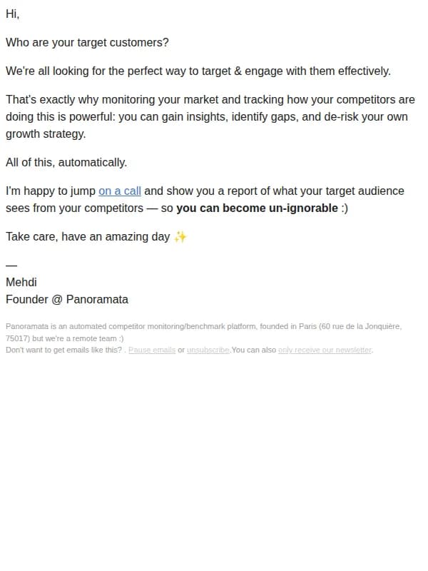 Panoramata email: your customers