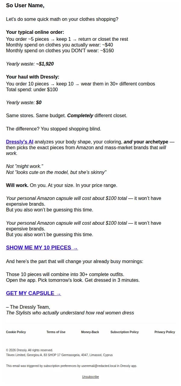 Dressly email: You’ll love your next shopping haul