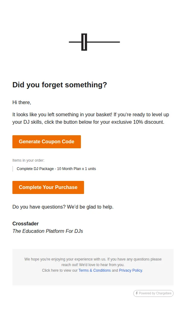 Crossfader email: Hey DJ! You forgot something…