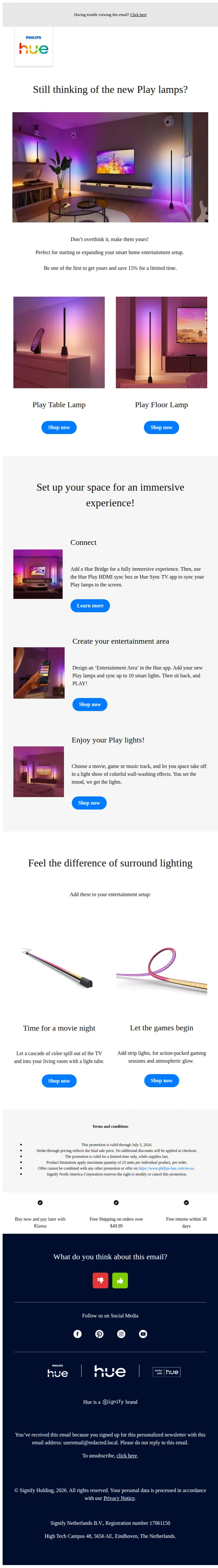 Philips Hue email: Ready for a more immersive movie night?