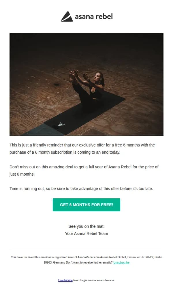 Asana Rebel email: Final Hours: Claim Your 6 Free Months!