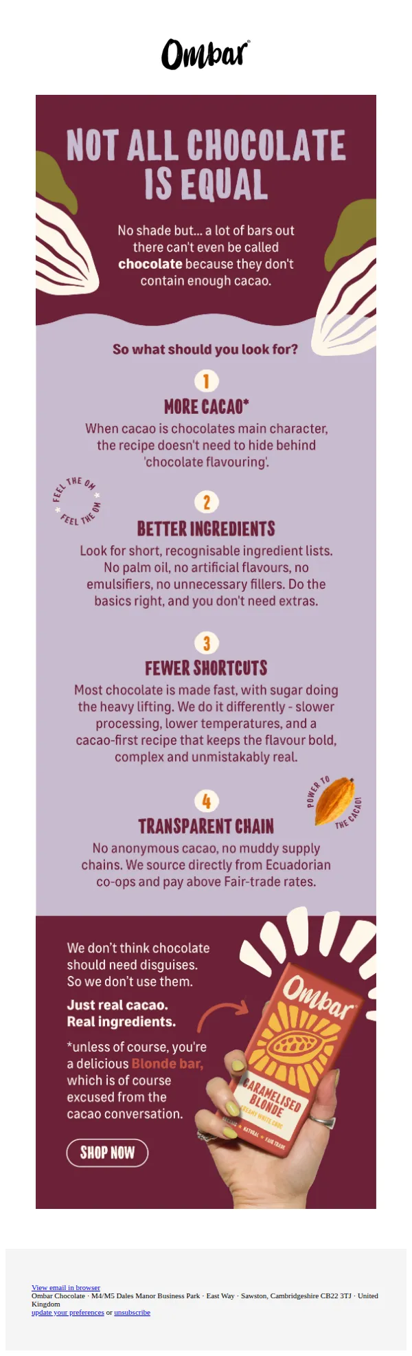 Ombar email: How To Spot Proper Chocolate