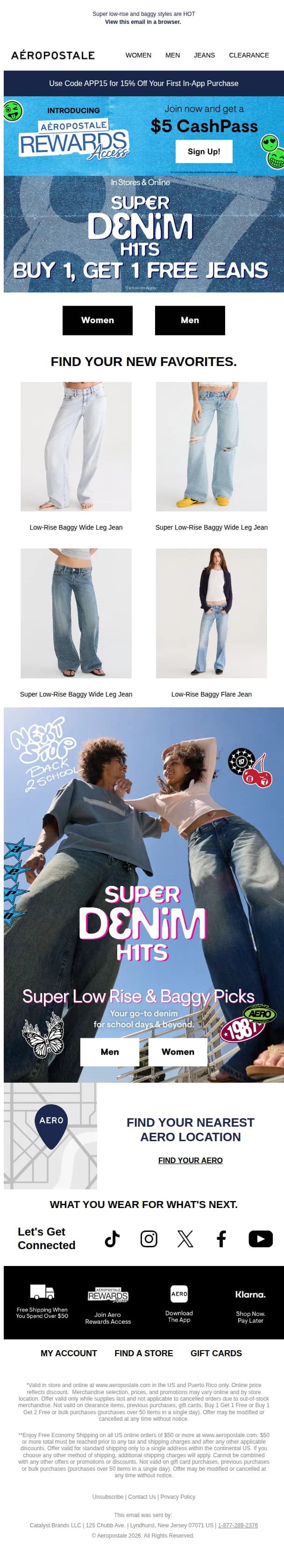 Aéropostale email: FREE Jeans! Buy 1, Get 1 Free, Bestie