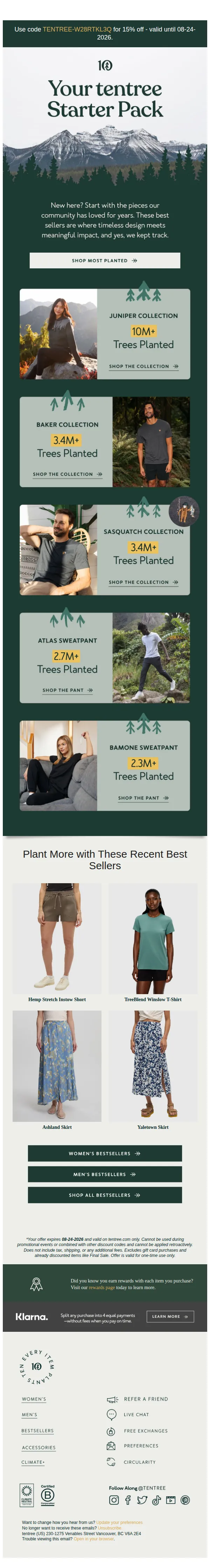 tentree email: Your tentree Starter Pack