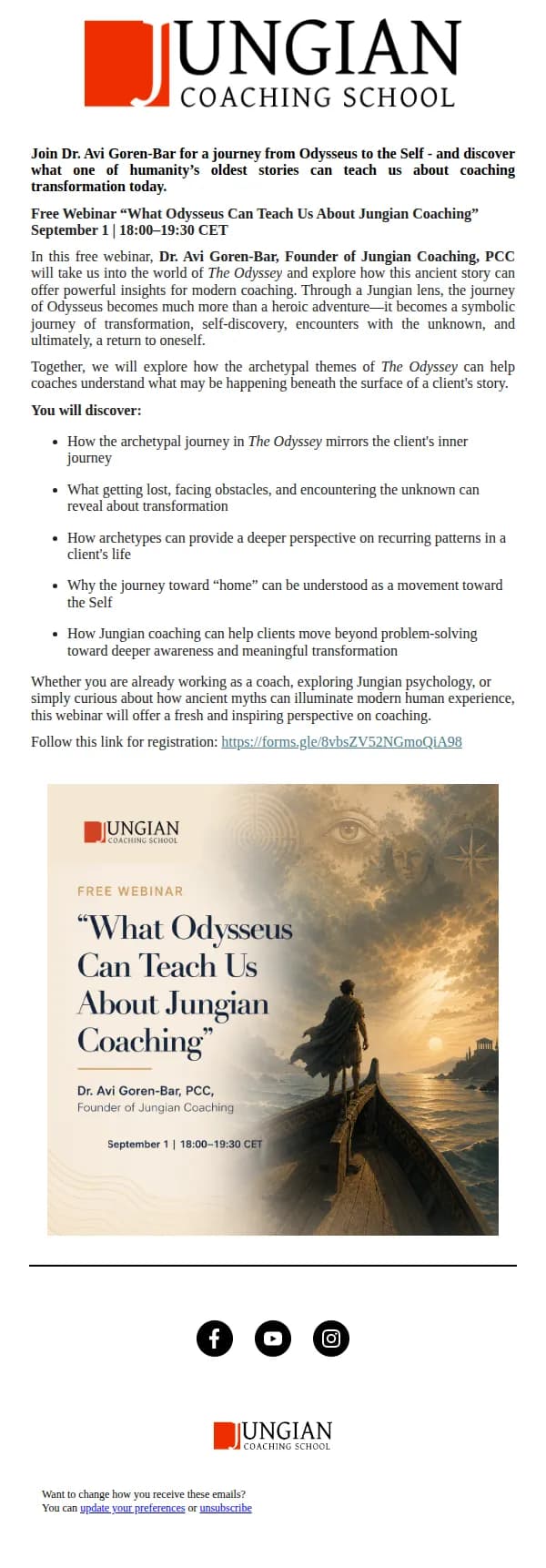 Jungian Coaching School email: Free Webinar - What Odysseus Can Teach Us About Jungian Coaching