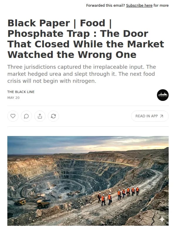 The Black Line email: Black Paper | Food | Phosphate Trap : The Door That Closed While the Market Watched the Wrong One