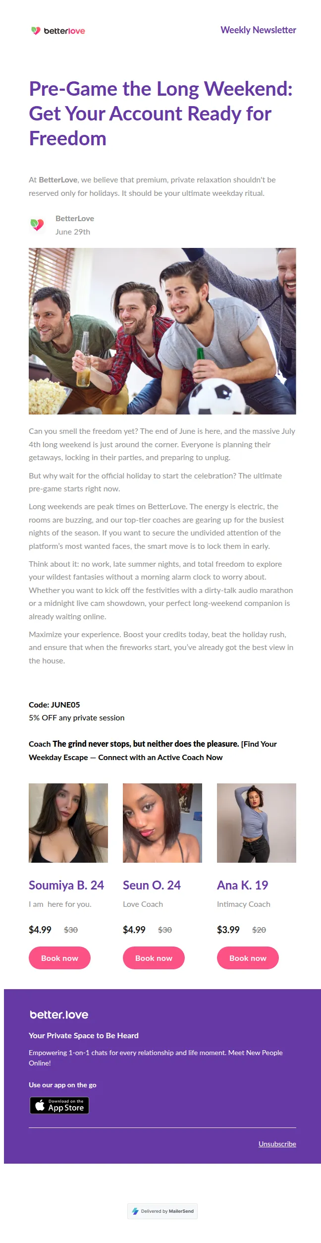BetterLove email: BetterLove Newsletter: Pre-Game the Long Weekend