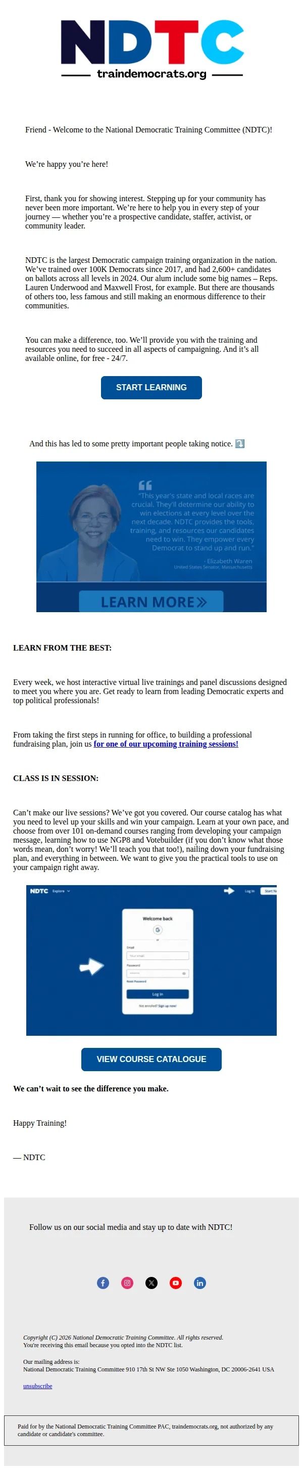 National Democratic Training Committee email: Friend — Welcome to NDTC