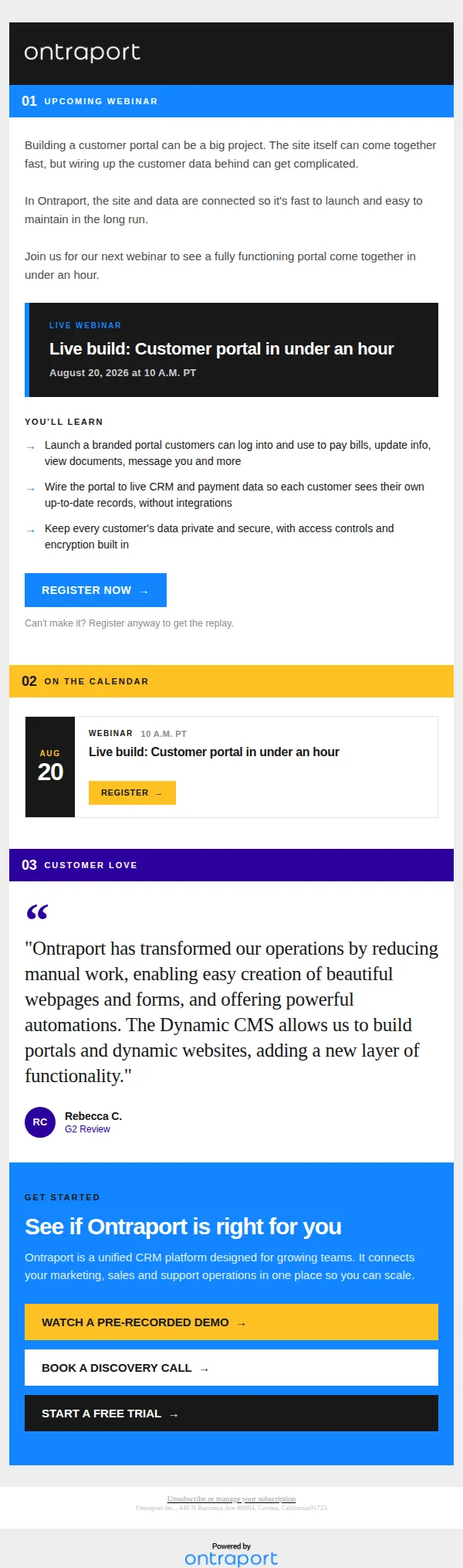 The Ontraport team email: Watch us build a customer portal in under an hour 👀