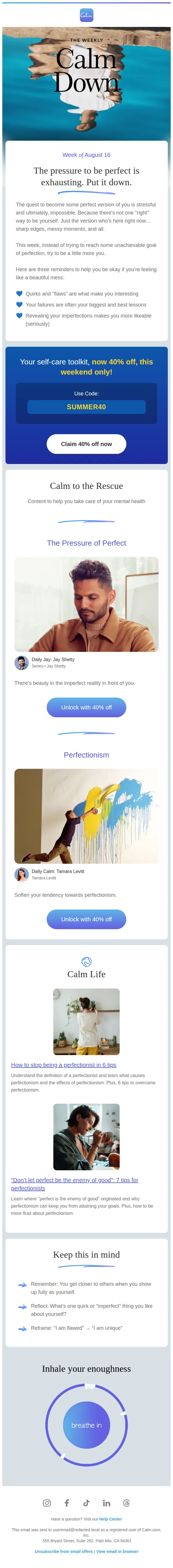 Calm email: 💙 The case for being a beautiful mess