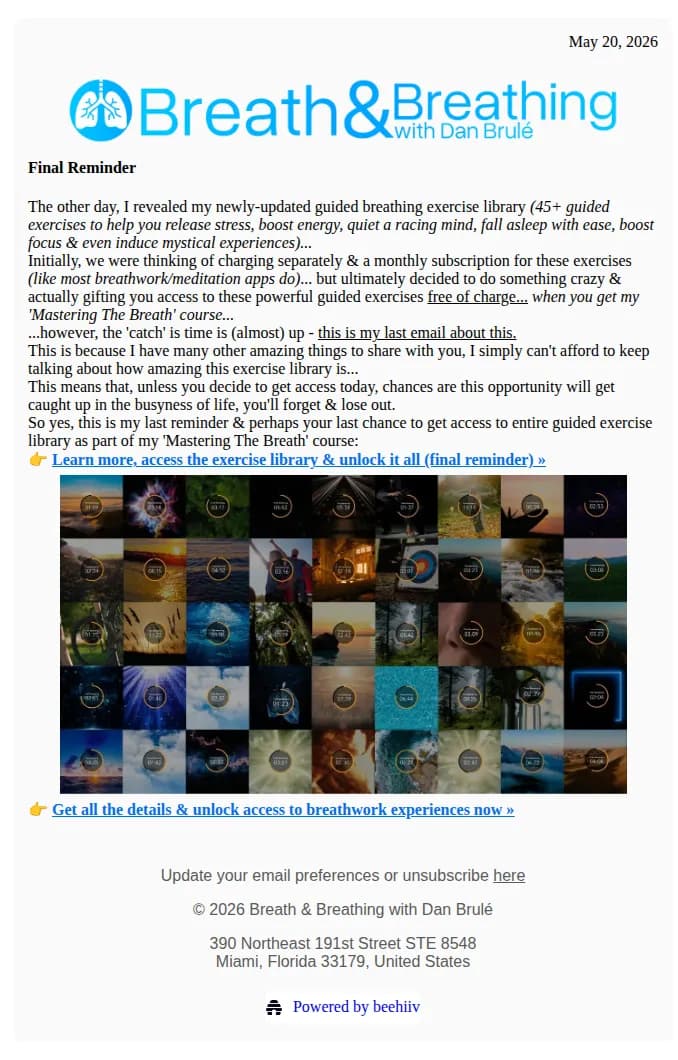 Breath & Breathing email: last chance