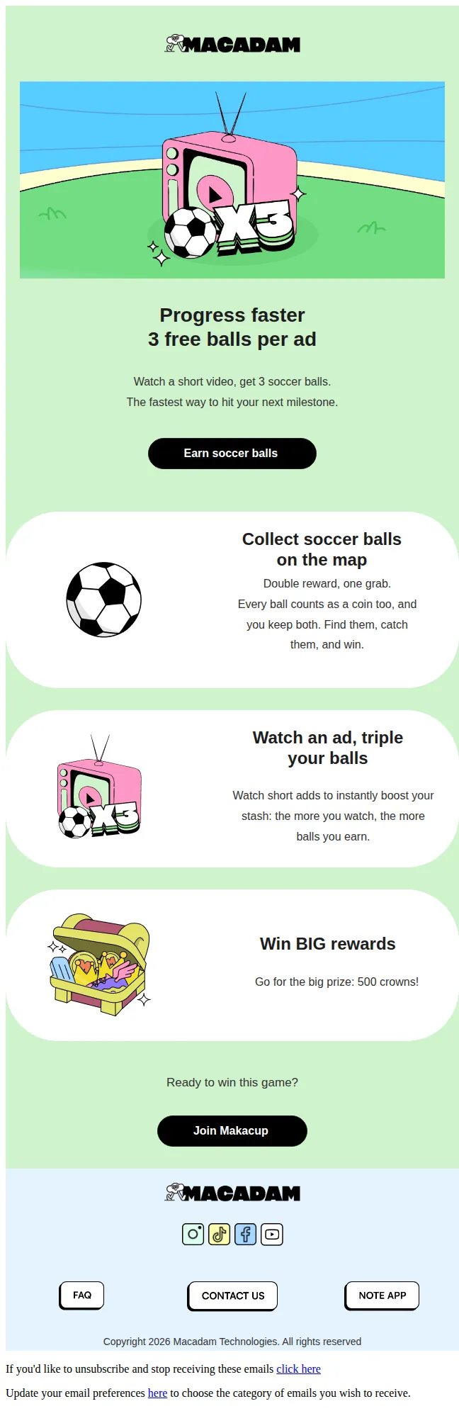 Macadam email: ⚽ Watch 1 short video, get 3 free soccer balls