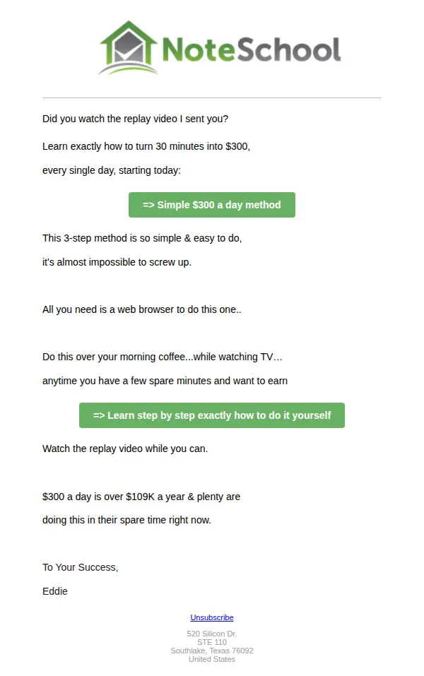 Eddie Speed email: Who else wants a simple $300 a day method?