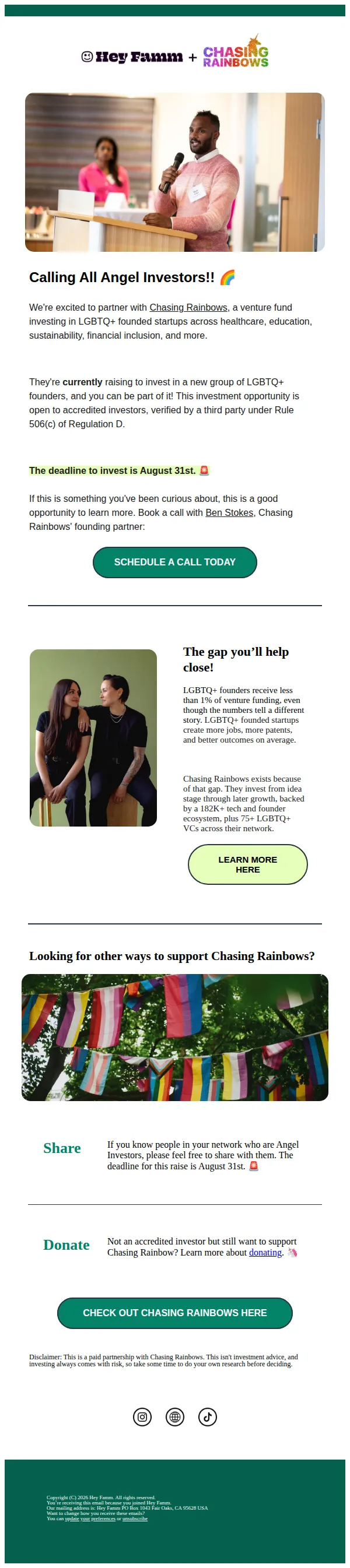 Hey Famm email: Meet Chasing Rainbows! 🌈