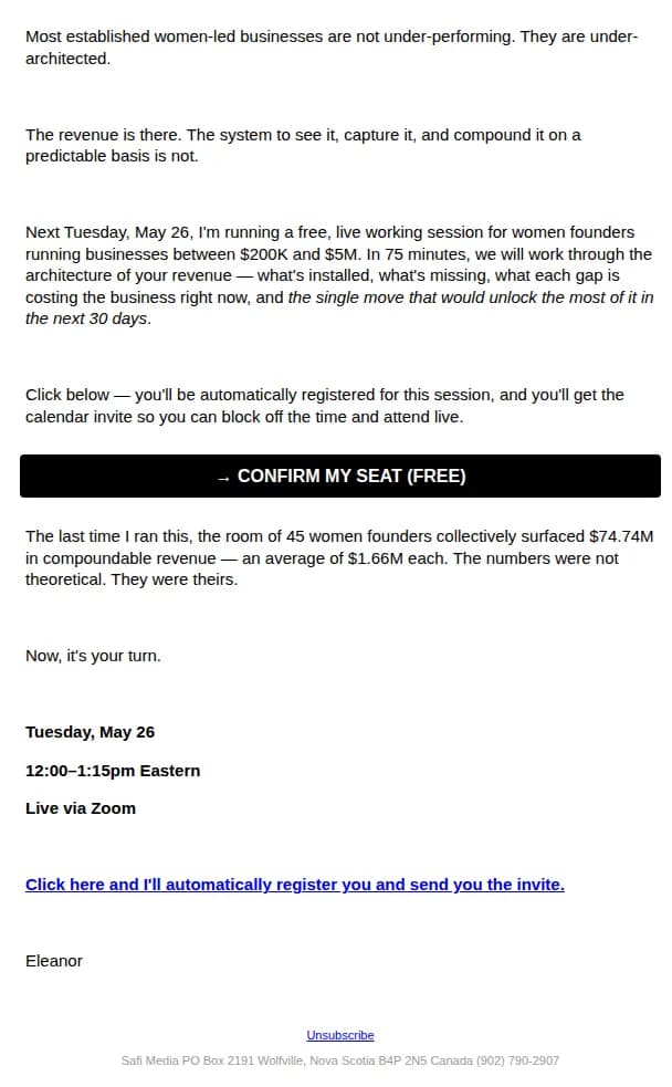 Eleanor Beaton email: The single move that unlocks your next 30 days.