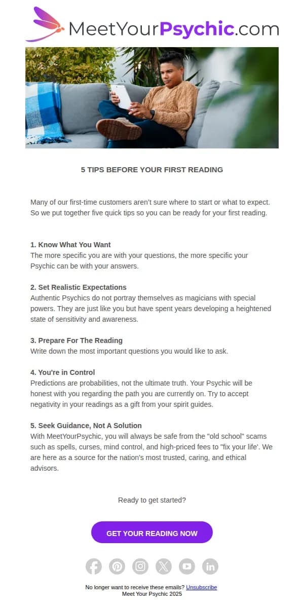 Meet Your Psychic email: 5 Tips Before Your First Reading 🔮