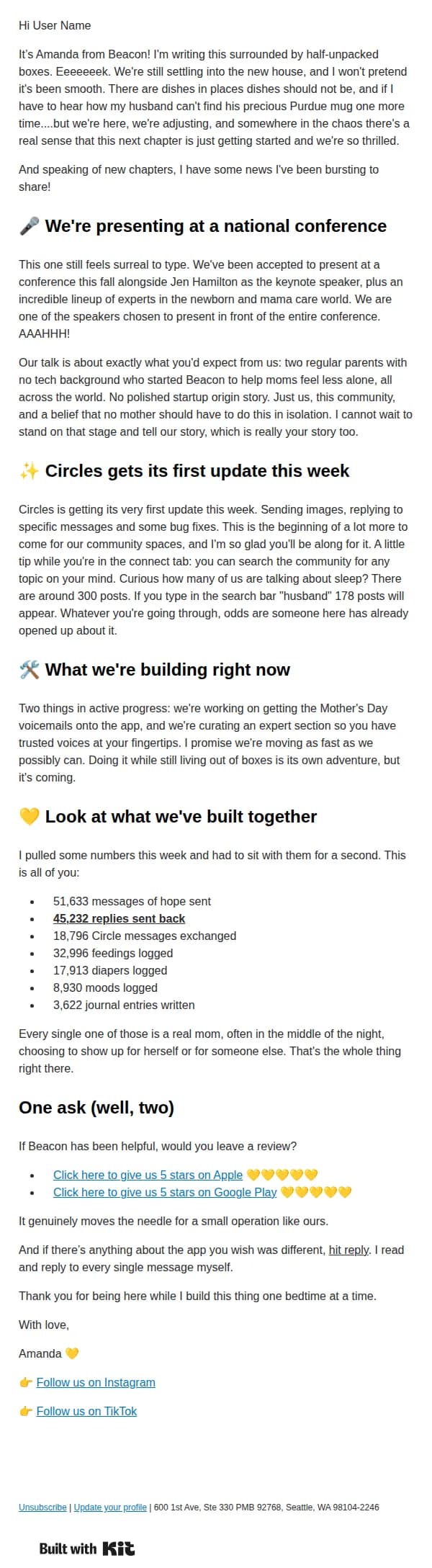 Beacon email: Jen Hamilton is keynoting. We're presenting. AHH!